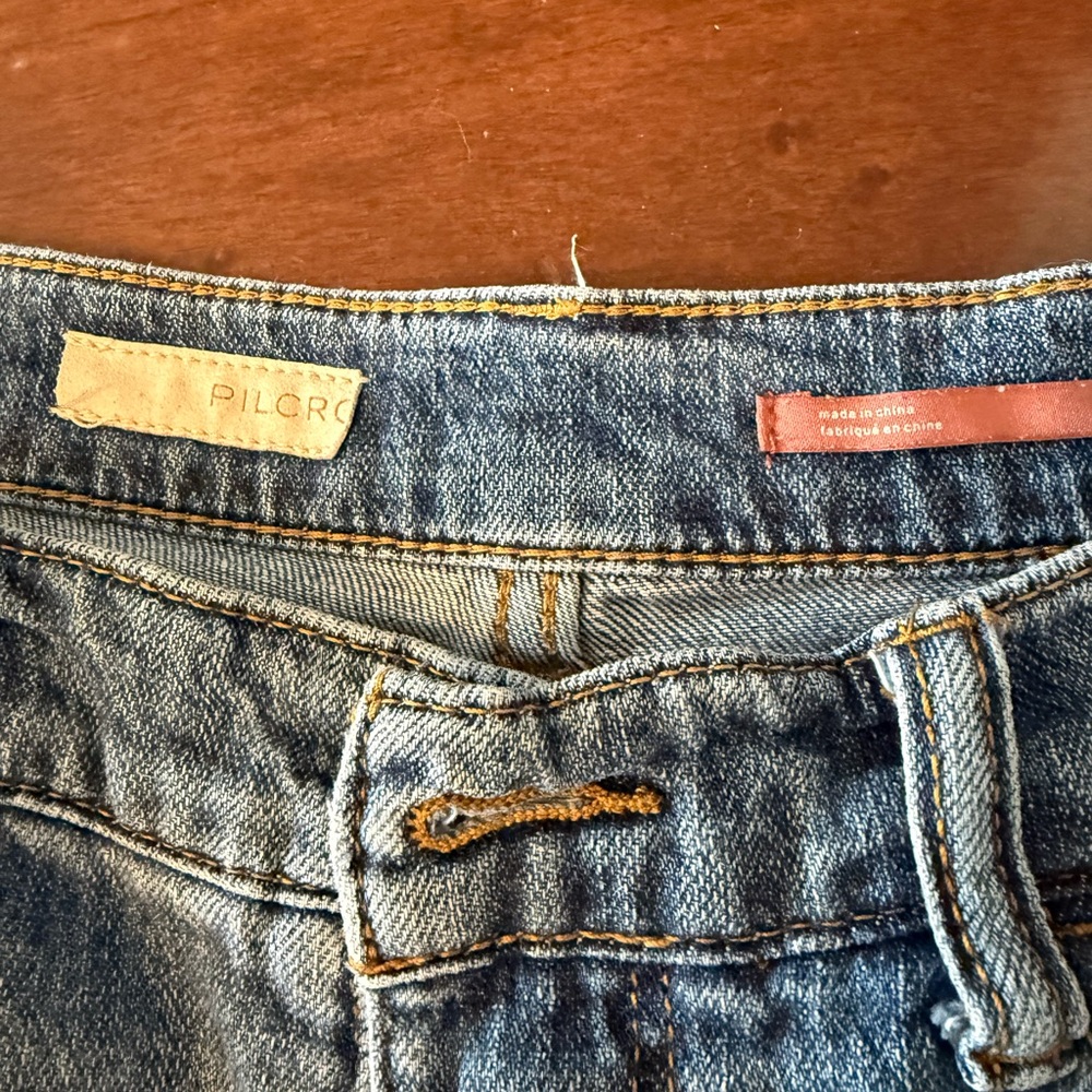 Anthropologie Blue Wide Leg Jeans Sz 30 distressed clean great Capsule Wardrobe - Picture 5 of 12